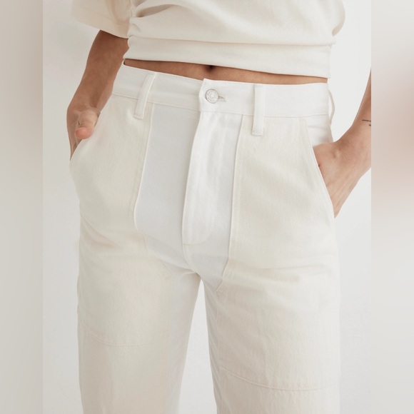 Madewell The Perfect Vintage Two-Tone Straight Jeans (white/cream) NWT - Picture 7 of 9
